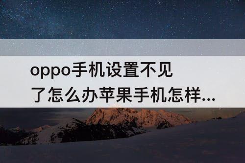 oppo手机设置不见了怎么办苹果手机怎样@所有人