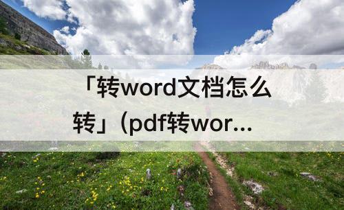 「转word文档怎么转」(pdf转word文档怎么转换)