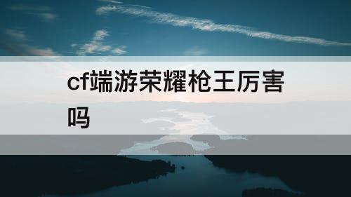 cf端游荣耀枪王厉害吗