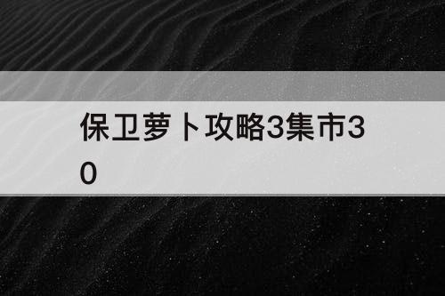 保卫萝卜攻略3集市30