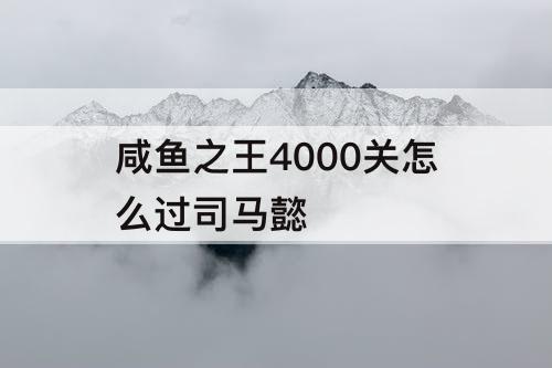 咸鱼之王4000关怎么过司马懿