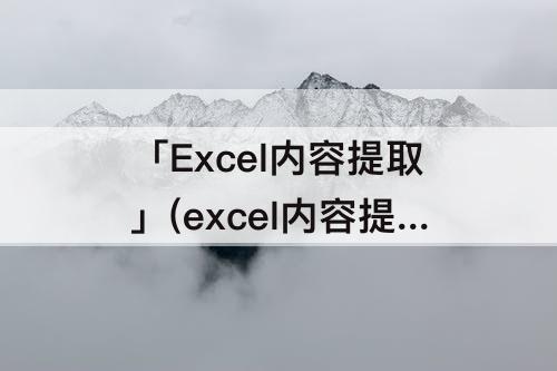 「Excel内容提取」(excel内容提取到另一栏)