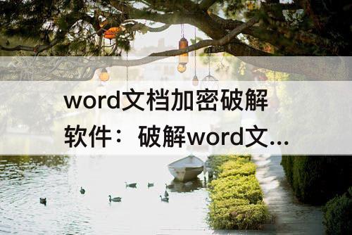 word文档加密破解软件：破解word文档加密破解软件