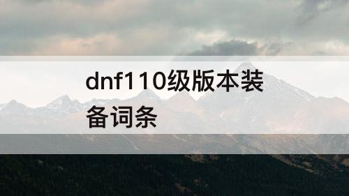 dnf110级版本装备词条
