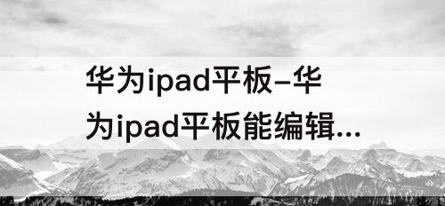 华为ipad平板-华为ipad平板能编辑EXCEL吗