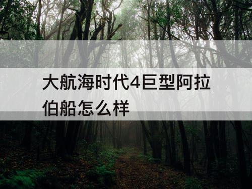 大航海时代4巨型阿拉伯船怎么样
