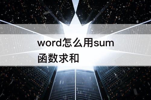 word怎么用sum函数求和