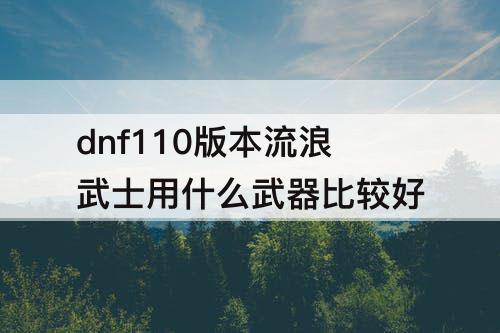 dnf110版本流浪武士用什么武器比较好