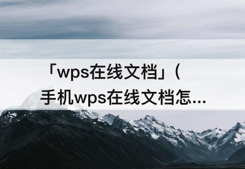 「wps在线文档」(手机wps在线文档怎么创建表格)