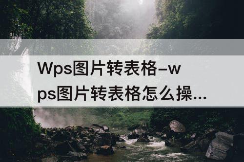Wps图片转表格-wps图片转表格怎么操作