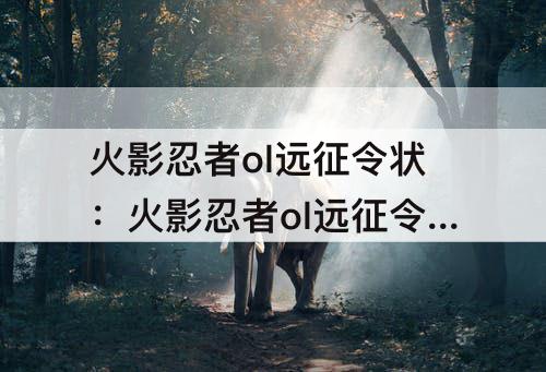 火影忍者ol远征令状：火影忍者ol远征令状200级后给啥