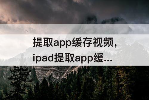 提取app缓存视频，ipad提取app缓存视频的软件