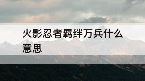 火影忍者羁绊万兵什么意思