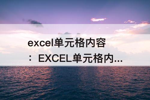excel单元格内容：EXCEL单元格内容自动换行