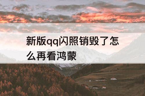 新版qq闪照销毁了怎么再看鸿蒙