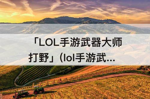 「LOL手游武器大师打野」(lol手游武器大师打野主什么)