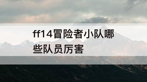 ff14冒险者小队哪些队员厉害