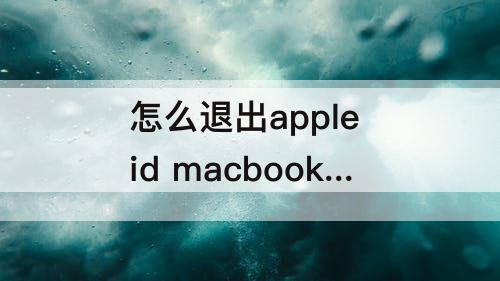 怎么退出apple id macbookpro怎么退出apple id