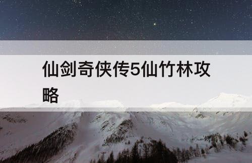 仙剑奇侠传5仙竹林攻略