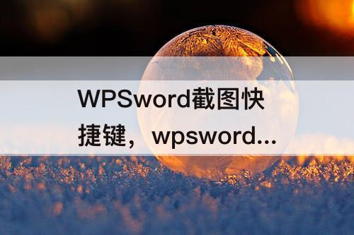 WPSword截图快捷键，wpsword截图快捷键ctrl加什么
