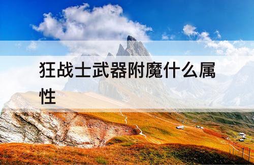 狂战士武器附魔什么属性