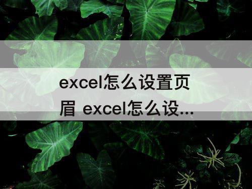 excel怎么设置页眉 excel怎么设置页眉页脚边距