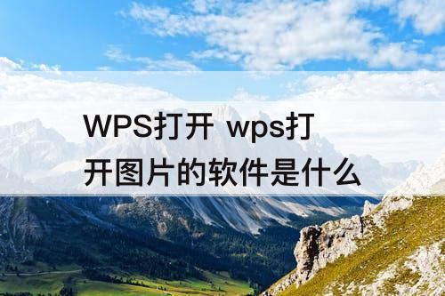 WPS打开 wps打开图片的软件是什么