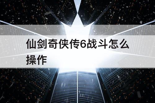 仙剑奇侠传6战斗怎么操作