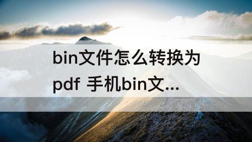 bin文件怎么转换为pdf 手机bin文件怎么转换为pdf