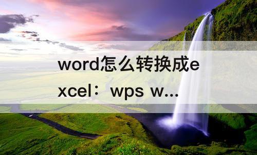 word怎么转换成excel：wps word怎么转换成excel