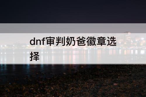 dnf审判奶爸徽章选择