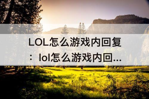 LOL怎么游戏内回复：lol怎么游戏内回复私信