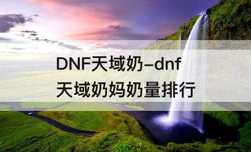 DNF天域奶-dnf天域奶妈奶量排行