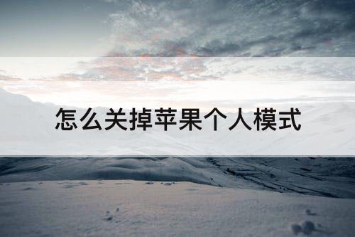 怎么关掉苹果个人模式