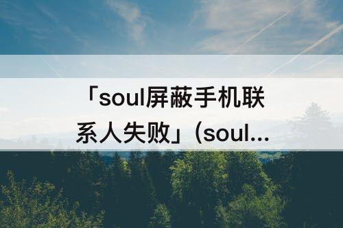 「soul屏蔽手机联系人失败」(soul屏蔽手机联系人失败怎么回事)
