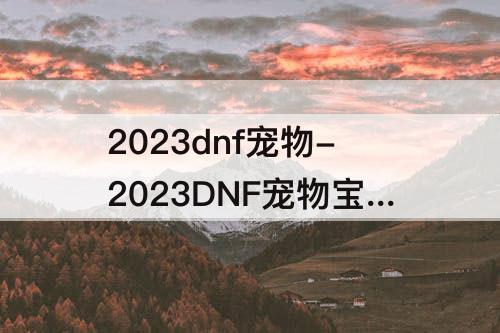 2023dnf宠物-2023DNF宠物宝珠名字