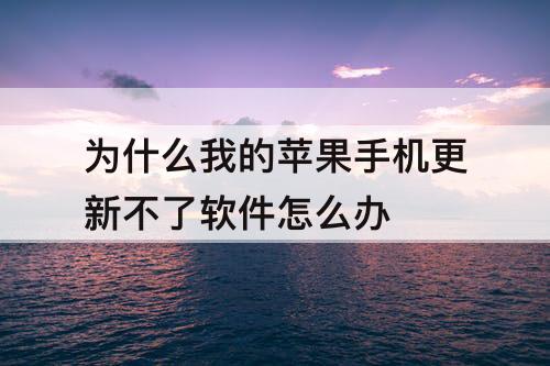 为什么我的苹果手机更新不了软件怎么办