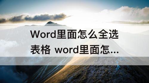 Word里面怎么全选表格 word里面怎么全选表格并调整