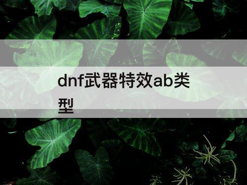 dnf武器特效ab类型