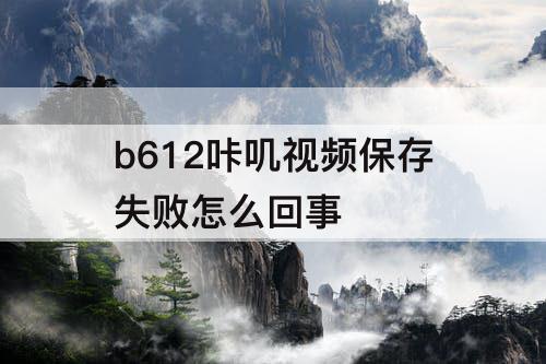 b612咔叽视频保存失败怎么回事