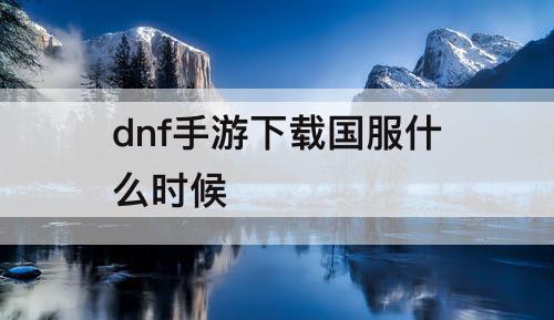 dnf手游下载国服什么时候