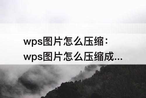 wps图片怎么压缩：wps图片怎么压缩成文件