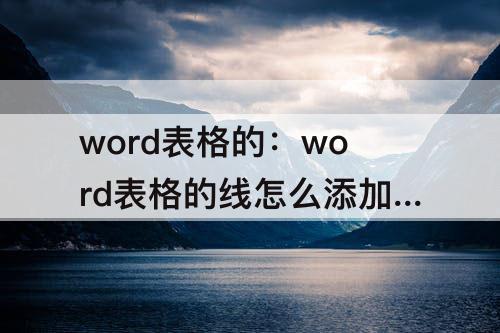 word表格的：word表格的线怎么添加上去
