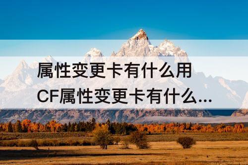 属性变更卡有什么用 CF属性变更卡有什么用