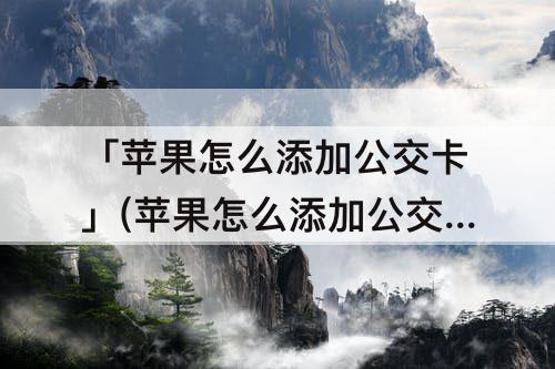 「苹果怎么添加公交卡」(苹果怎么添加公交卡在手机上)