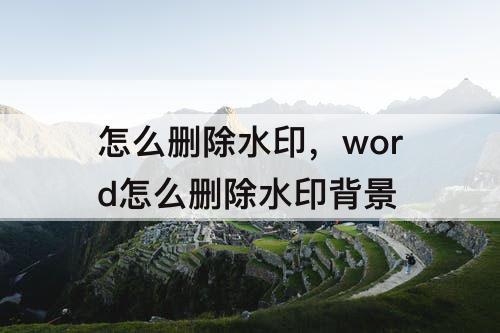 怎么删除水印，word怎么删除水印背景