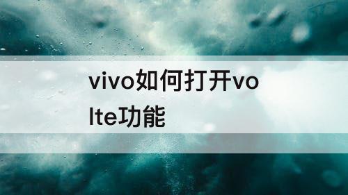 vivo如何打开volte功能