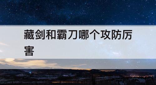 藏剑和霸刀哪个攻防厉害