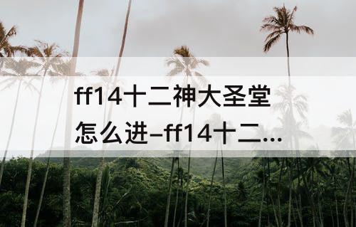 ff14十二神大圣堂怎么进-ff14十二神大圣堂怎么进去