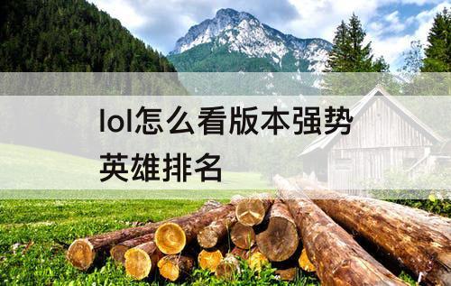 lol怎么看版本强势英雄排名